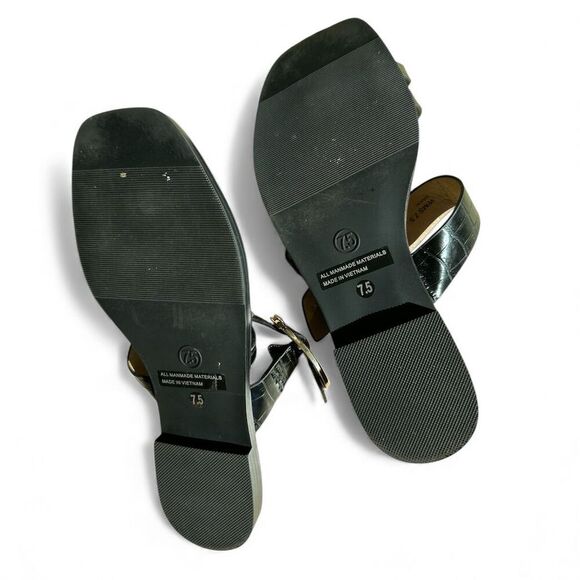 Dolce Vita Women's Black Croc Sandals Size 7.5 Square Toe Casual - Picture 3 of 7